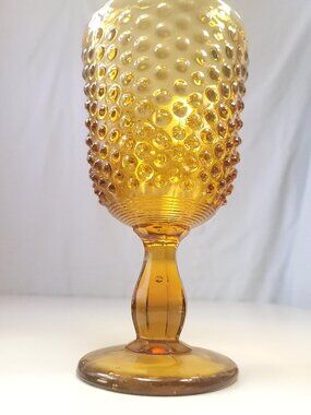 Large 1960s Fenton Amber Hobnail Candy Dish 12.5" Pedestal Candy Dish